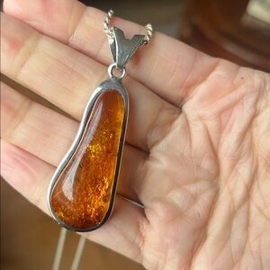 925 amber pendant necklace